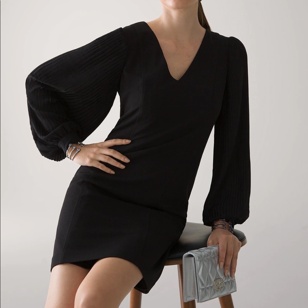 Pleated Sleeve Shift Dress